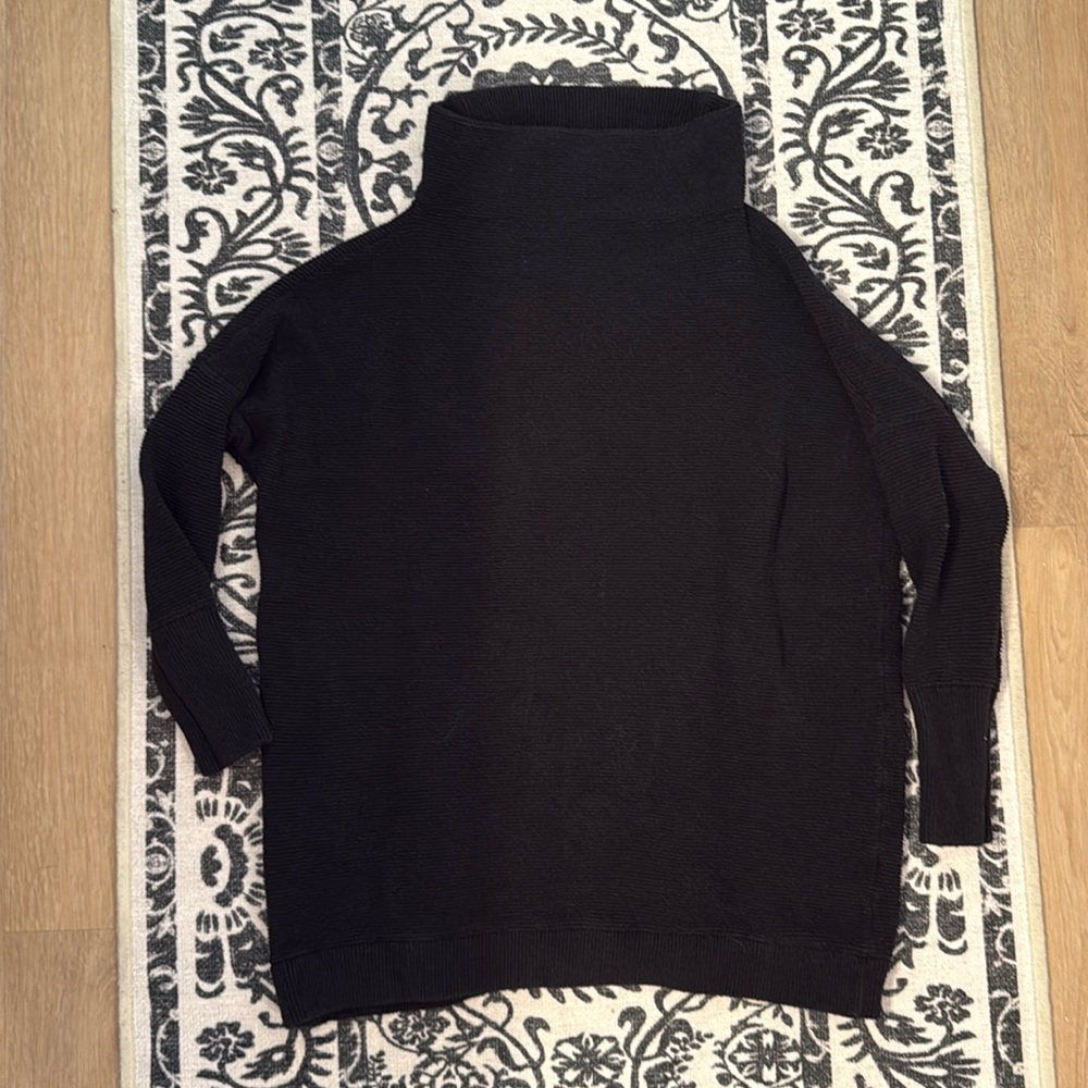 Ribbed texture free people boat, neck sweater oversized